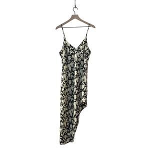 Hey You Fabulous Floral Midi Dress XS Black Ivory Spaghetti Strap NWT V Neck